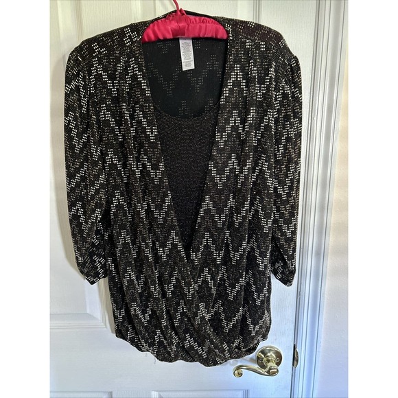Alfred Dunner Women Black Layered Top Size L - Picture 6 of 10